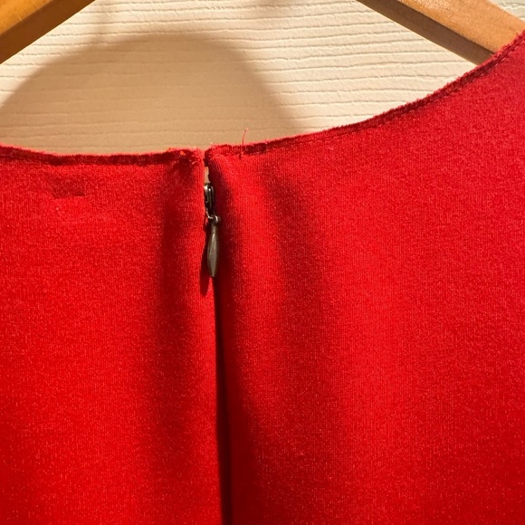 Elie Tahari Embroidered Red Flutter Sleeve Sheath Dress - Picture 9 of 13